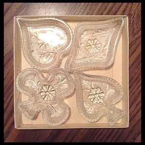 Vintage Glass Tiara Bridge Snack Dish Set - 1970's